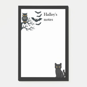 Post-it® Hibou effrayant, chauves-souris et chat noir