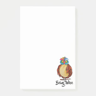 Post-it® Hibou magique d'aquarelle avec des plumes