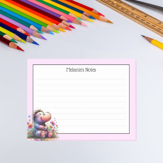 Post-it® Hippo Aquarelle Cute Avec Lignes