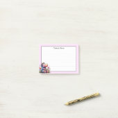 Post-it® Hippo Aquarelle Cute Avec Lignes (Sur un bureau)