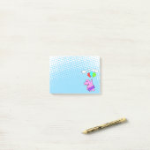 Post-it® Hippo Rose Volant Avec Ballons (Sur un bureau)