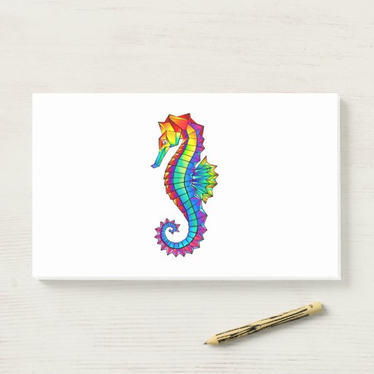 Post-it® Hippocampe polygonal arc-en-ciel (Sur un bureau)