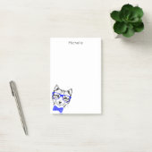 Post-it® Hipster Cat blue ajoutez votre nom (Bureau)