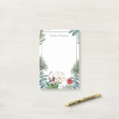 Post-it® Hiver Floral Aquarelle de Noël personnalisée (Sur un bureau)