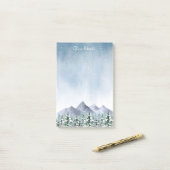 Post-it® Hiver Snowy Mountain Forest Personnalisé (Sur un bureau)