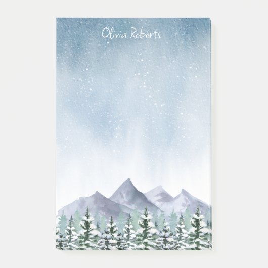 Post-it® Hiver Snowy Mountain Forest Personnalisé (Devant)