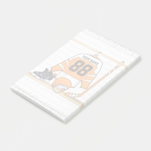 Post-it® Hockey sur glace orange et blanc personnalisé (Incliné)