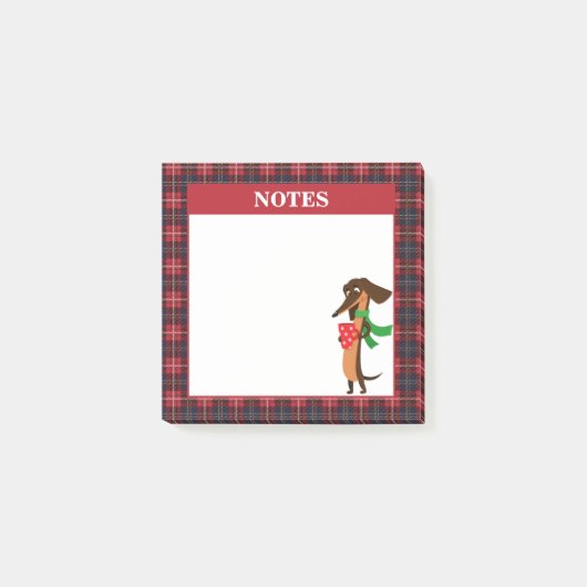 Post-it® Holiday Dachshund Plaid (Devant)