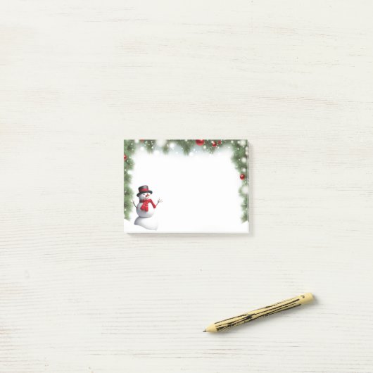 Post-it® Holiday Snowman Notes (Sur un bureau)