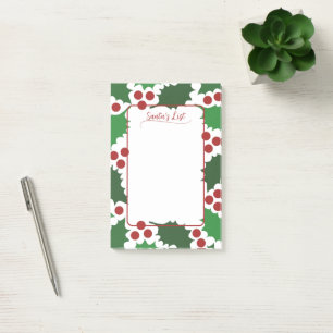 Post-it® Holly Vert & Baies Rouges Fêtes 4 x 6