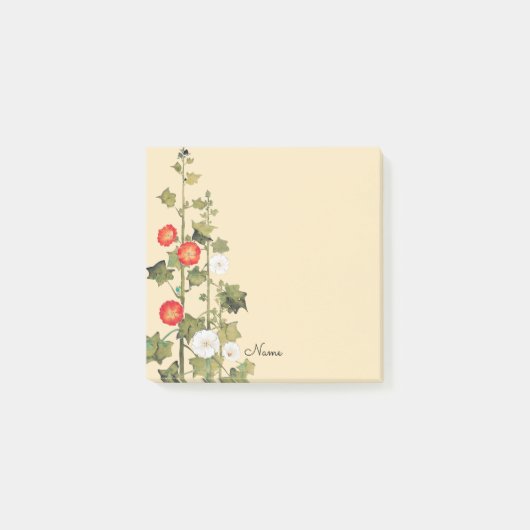 Post-it® Hollyhock Flowers Art Post It Personal Note Pad (Devant)