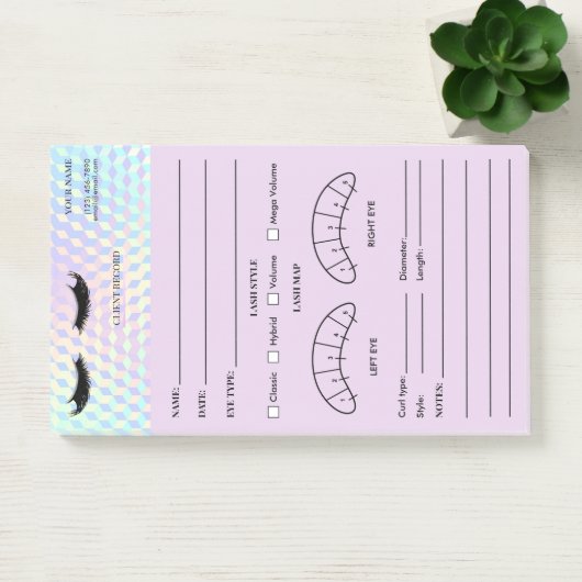 Post-it® Holographic Eyelash Client Record Form (Bureau)