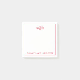 Post-it® Homard blanc et rouge de Preppy côtier Personnalis