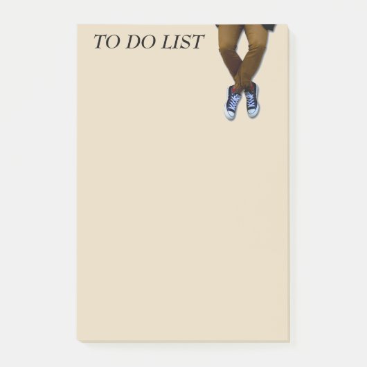 Post-it® Homme jambes assis sur des notes bronzées (Devant)