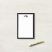 Post-it® Homme noir blanc monogrammé (Sur un bureau)