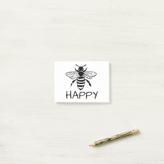 Post-it® Honey Bee/ Be Happy (Sur un bureau)