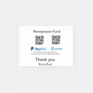 Post-it® Honeymoon Fund PayPal Venmo QR code Merci