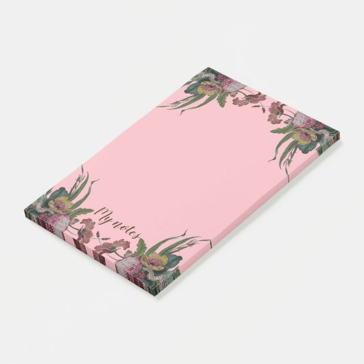 Post-it® Horloge Vintage avec Fleurs (Incliné)