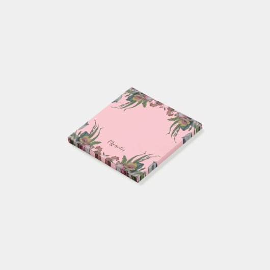 Post-it® Horloge Vintage avec Fleurs (Incliné)