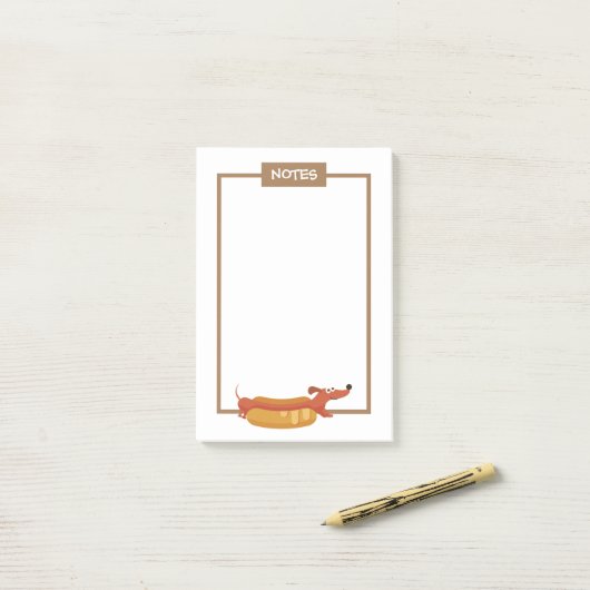 Post-it® Hot Dog Dachshund Post-It Notes (Sur un bureau)