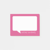 Post-it® Hot rose et blanc Talk bulle Nom personnalisé (Devant)