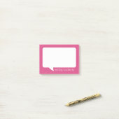 Post-it® Hot rose et blanc Talk bulle Nom personnalisé (Sur un bureau)