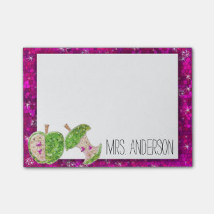 Post-it® Hot rose Neon Green Teachers Apple Notes de classe