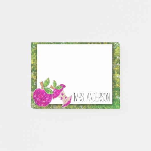 Post-it® Hot rose Neon Green Teachers Apple Notes de classe (Devant)