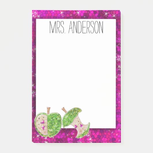 Post-it® Hot rose Neon Green Teachers Apple Notes de classe (Devant)