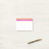 Post-it® HotPink2 Ananas Turquoise LG Chevron Nom Monogramm (Sur un bureau)