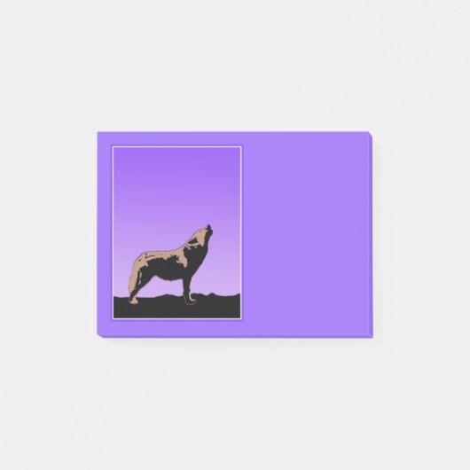 Post-it® Howling Wolf at Sunset - Art faunique original (Devant)