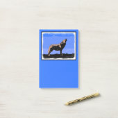 Post-it® Howling Wolf en hiver - Art faunique original (Sur un bureau)