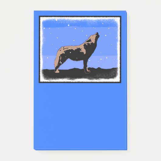 Post-it® Howling Wolf en hiver - Art faunique original (Devant)