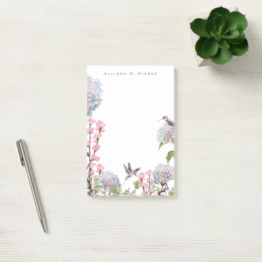 Post-it® Hummingbirds & Hydrangeas Nature Lover Monogramme (Bureau)