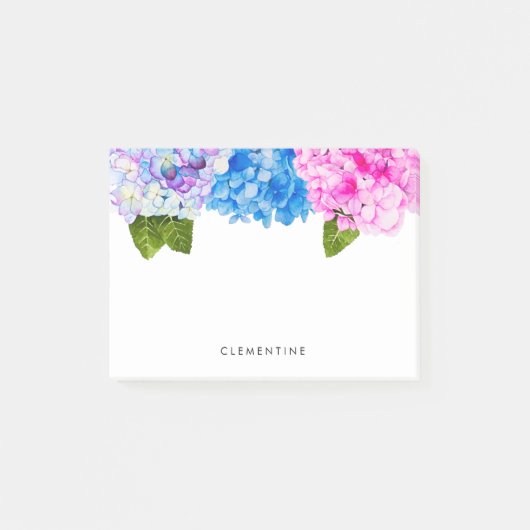 Post-it® Hydrangea Flowers Aquarelle| Ajouter votre nom (Devant)