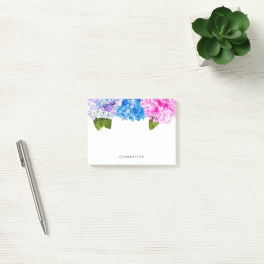 Post-it® Hydrangea Flowers Aquarelle| Ajouter votre nom (Bureau)