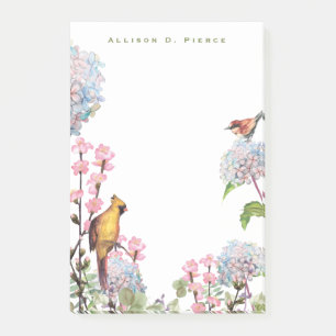 Post-it® Hydrangeas & Songbirds Nature Lover Personnalisé