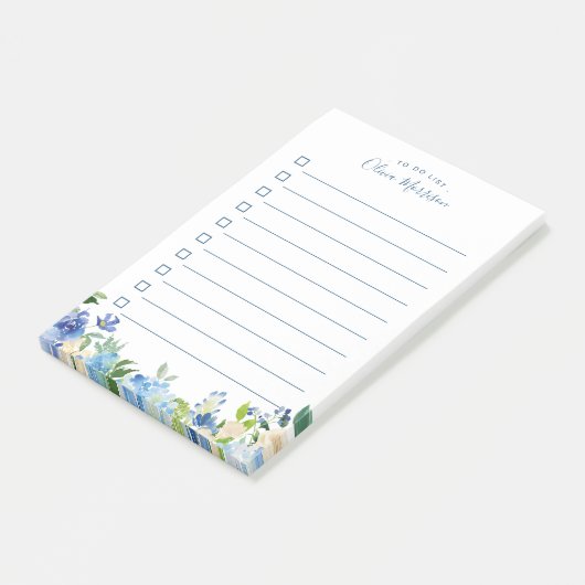 Post-it® Hydrangée bleu clair Aquarelle Florale à faire Lis (Incliné)