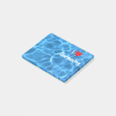 Post-it® I Love Baignade Coeur Rouge avec Bleu Piscine Eau (Incliné)
