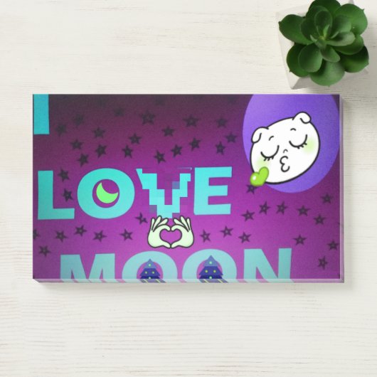 Post-it® "I Love Moon" - Un design d'art céleste fantasque (Bureau)