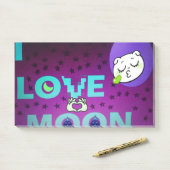 Post-it® "I Love Moon" - Un design d'art céleste fantasque (Sur un bureau)