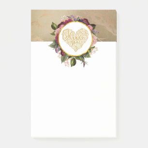 Post-it® I Love You Fancy Golden Heart with Floral Frame