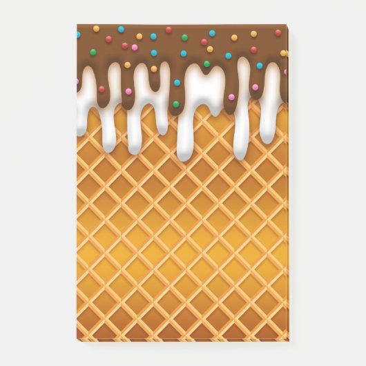 Post-it® Ice Cream Drip Gaufle Cone Chocolate And Vanilla (Devant)