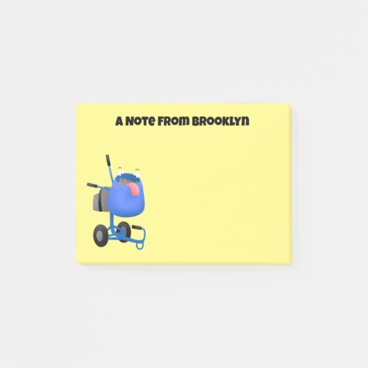 Post-it® Illustration amusante du mélangeur de ciment bleu (Devant)