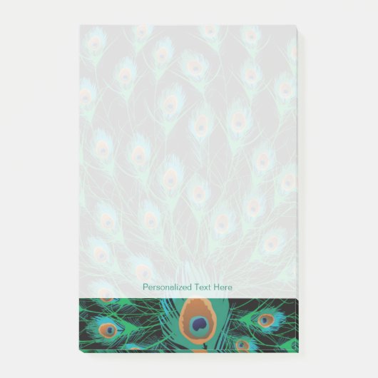 Post-it® Illustration avec des plumes de paon sur le noir (Devant)