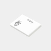 Post-it® Illustration blanche noire simple de coeur (Incliné)
