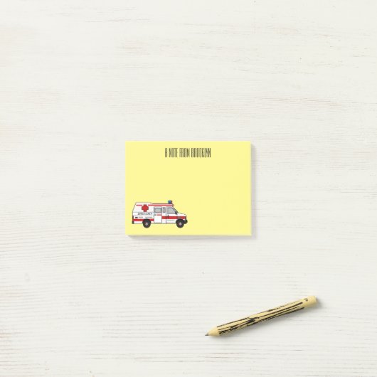 Post-it® Illustration d'ambulance (Sur un bureau)