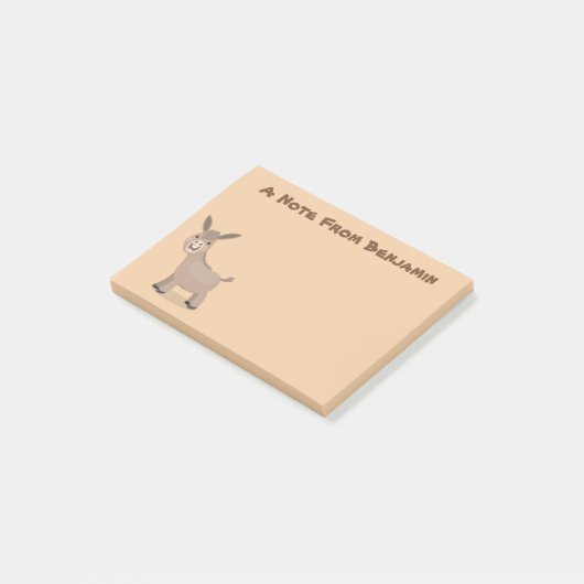 Post-it® Illustration d'âne miniature joyeux (Incliné)