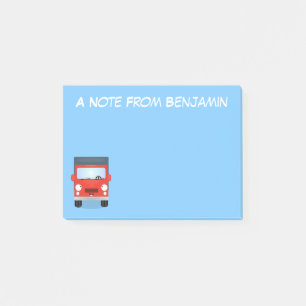 Post-it® Illustration de camion de dessin animé kawaii roug