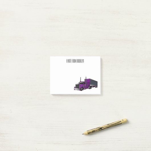 Post-it® Illustration de camion semi-remorque (Sur un bureau)